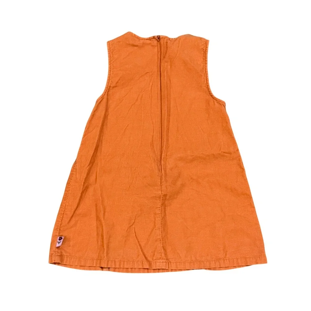 VTG Gymboree Girls Orange Corduroy Dress 2T Embroidered Floral Sleeveless Autumn